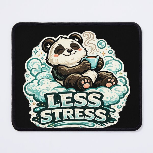 Item preview, Less Stress – Relaxing Panda Coffee Design designed and sold by ArtisticHeart21.