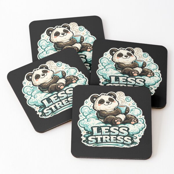 Item preview, Less Stress – Relaxing Panda Coffee Design designed and sold by ArtisticHeart21.