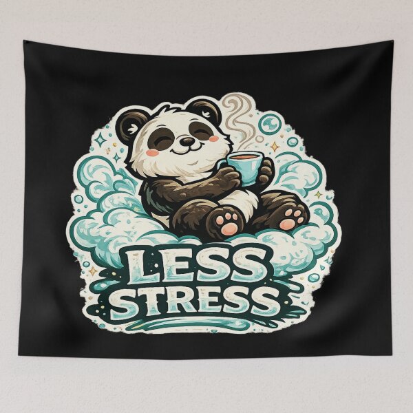 Item preview, Less Stress – Relaxing Panda Coffee Design designed and sold by ArtisticHeart21.