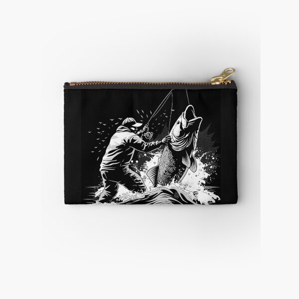 Item preview, Big Fish Catch Fishing Angler Black and White Outdoor Art Design designed and sold by inkoutninja.