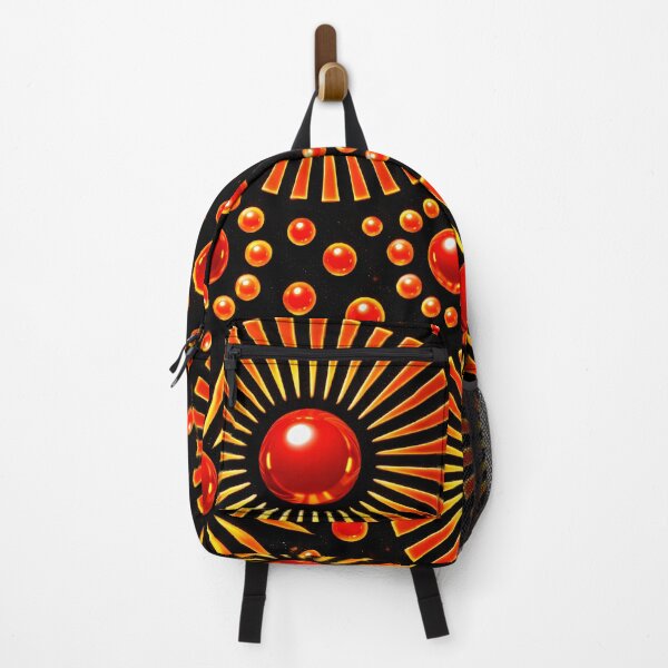 Item preview, Glowing Orange Sunburst Pattern – Retro Cosmic Geometric Art Print designed and sold by Kaleidoscope Print.