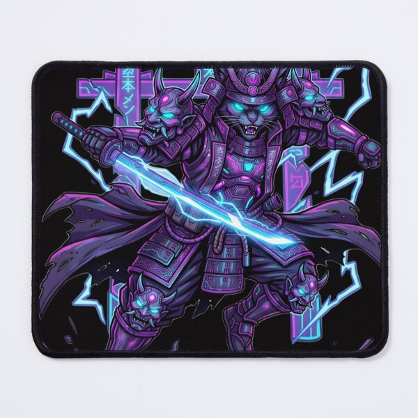 Item preview, Cyberpunk Samurai Cat - Futuristic Anime Torii Gate Art designed and sold by ZoneMerch.