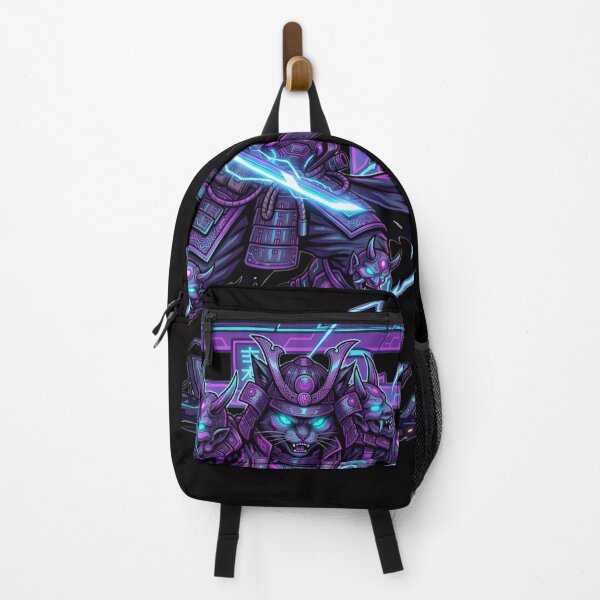 Item preview, Cyberpunk Samurai Cat - Futuristic Anime Torii Gate Art designed and sold by ZoneMerch.