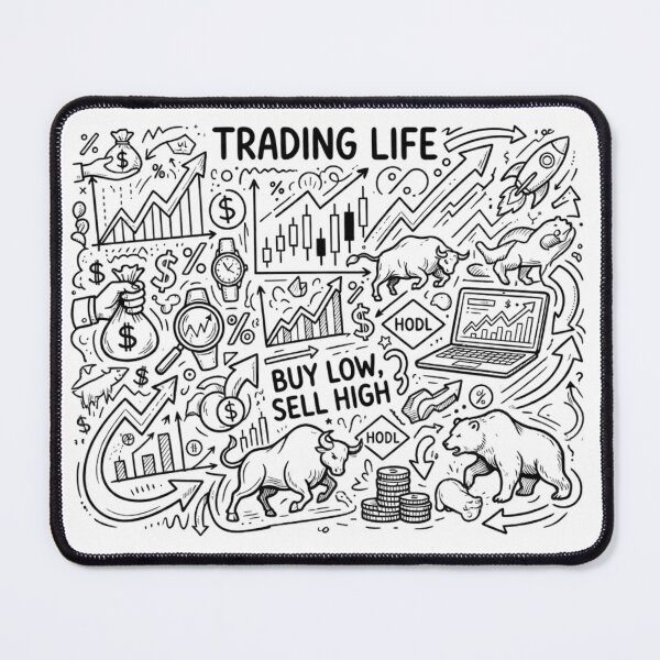 Item preview, Trading Life Doodle T-Shirt | Buy Low Sell High Stock Market & Crypto Graphic Tee designed and sold by BS Creations.