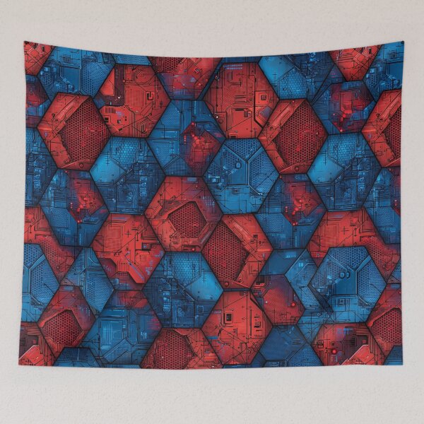Item preview, Red Blue Nanotech Armor Hex Pattern designed and sold by ChinzorigBAY.