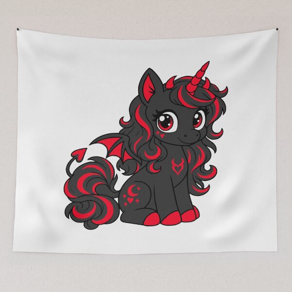 Item preview, Cute Unicorn Devil Black designed and sold by NordGrafik.