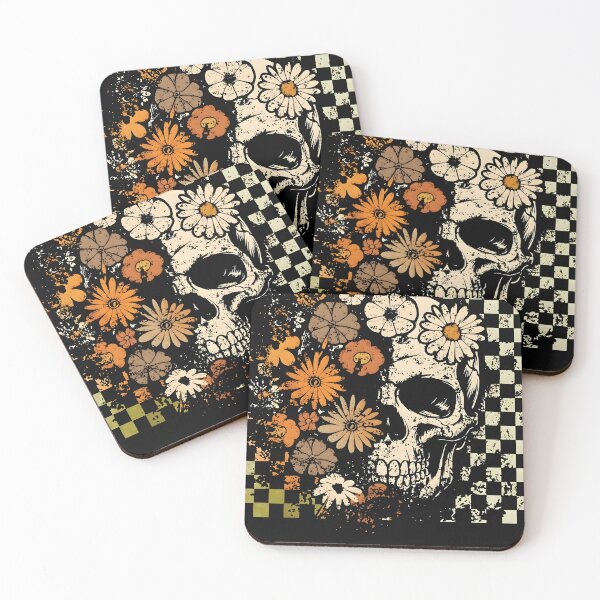 Item preview, Vintage Skull Floral Checkerboard Graphic Retro Grunge Spooky Aesthetic designed and sold by Huresamush.