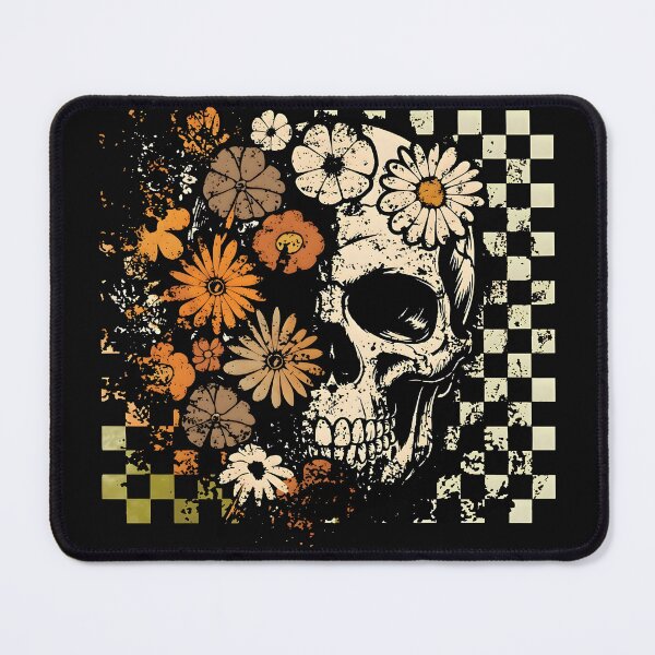 Item preview, Vintage Skull Floral Checkerboard Graphic Retro Grunge Spooky Aesthetic designed and sold by Huresamush.