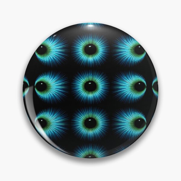 Item preview, Glowing Blue Green Eye Pattern – Surreal Neon Abstract Art Print designed and sold by Kaleidoscope Print.