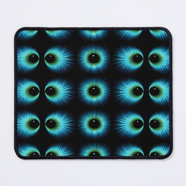 Item preview, Glowing Blue Green Eye Pattern – Surreal Neon Abstract Art Print designed and sold by Kaleidoscope Print.