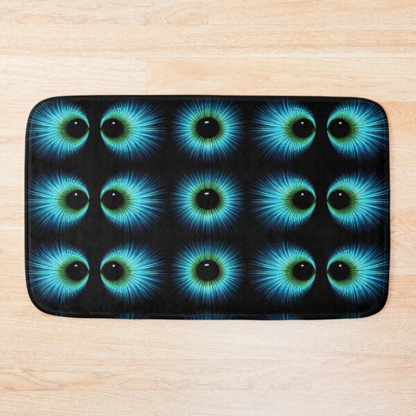 Item preview, Glowing Blue Green Eye Pattern – Surreal Neon Abstract Art Print designed and sold by Kaleidoscope Print.