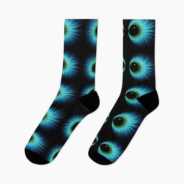 Item preview, Glowing Blue Green Eye Pattern – Surreal Neon Abstract Art Print designed and sold by Kaleidoscope Print.