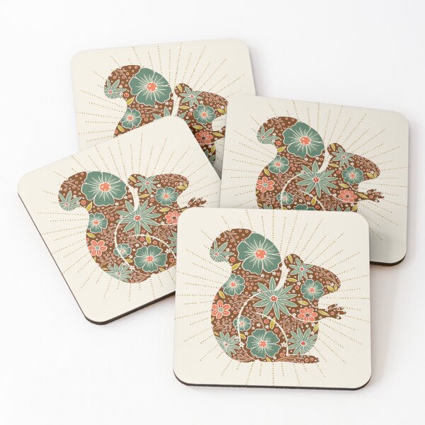 Item preview, Folk Art Floral Squirrel - Retro Autumn Illustration designed and sold by Home Cyn Home.