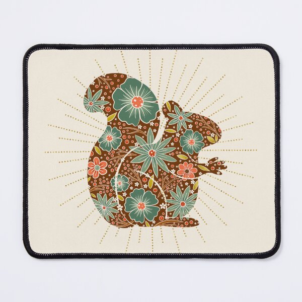 Item preview, Folk Art Floral Squirrel - Retro Autumn Illustration designed and sold by Home Cyn Home.