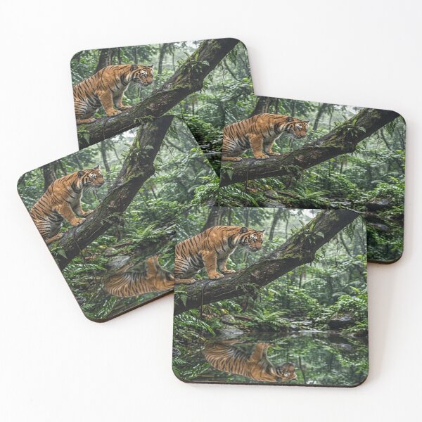 Item preview, A tiger peering into a pond in the rainforest  designed and sold by Solomon-Ent-144.