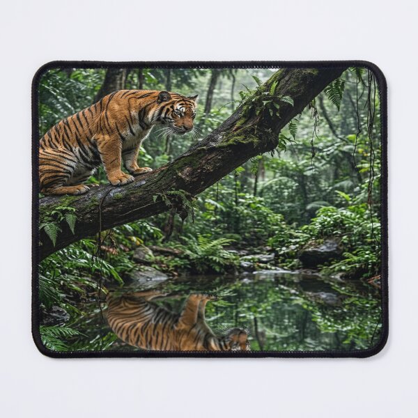 Item preview, A tiger peering into a pond in the rainforest  designed and sold by Solomon-Ent-144.