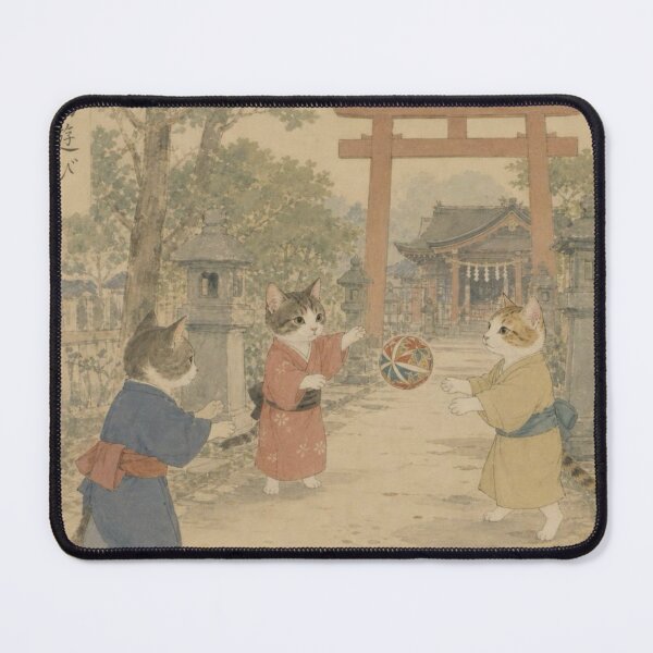 Item preview, Cats Playing Temari at Shrine designed and sold by Komatoya.