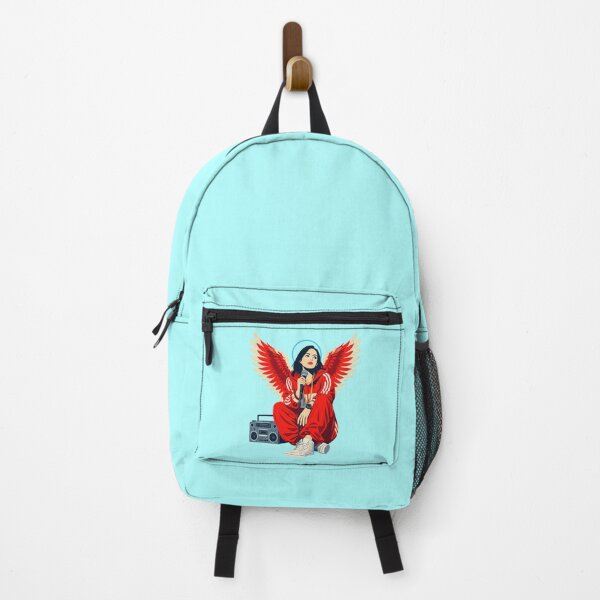 Item preview, Sitting Hip Hop Angel – Red Wings, Halo and Boombox designed and sold by KungPowUnicorn.