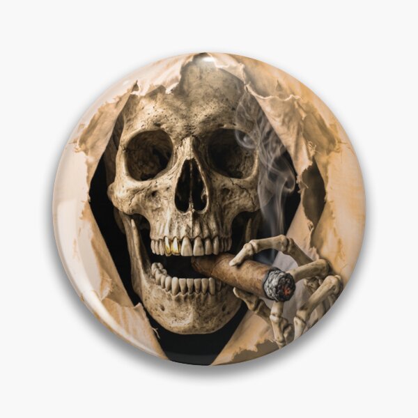Item preview, A skull with a gold tooth emerges from the shirt and smokes a cigar. designed and sold by Segasprojects.
