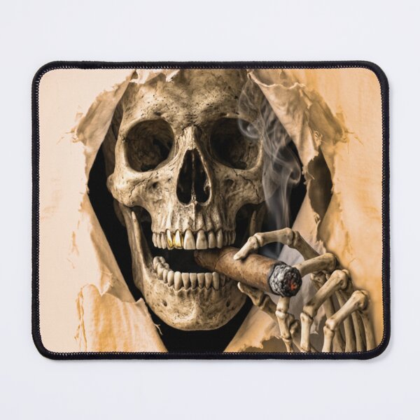 Item preview, A skull with a gold tooth emerges from the shirt and smokes a cigar. designed and sold by Segasprojects.