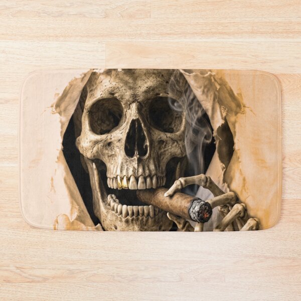 Item preview, A skull with a gold tooth emerges from the shirt and smokes a cigar. designed and sold by Segasprojects.