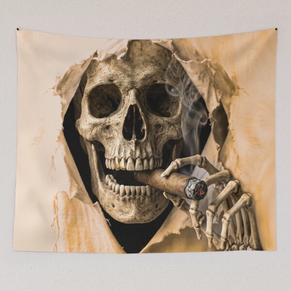 Item preview, A skull with a gold tooth emerges from the shirt and smokes a cigar. designed and sold by Segasprojects.