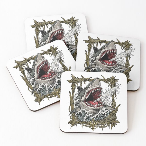 Item preview, Aggressive Great White Shark Framed Ocean Art designed and sold by Romgora.