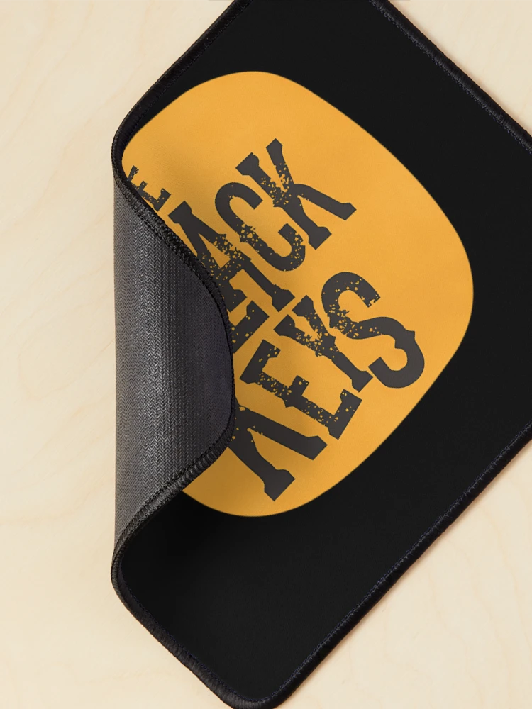 Thumbnail 2 of 5, Mouse Pad, Distressed Black Block Lettering Yellow Rounded Box designed and sold by LessyKBear.