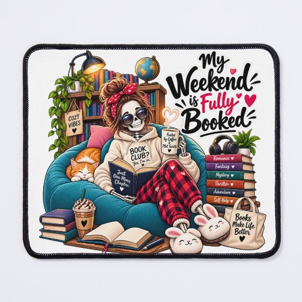 Item preview, My Weekend is Fully Booked Skeleton Reading Book Lover Funny T-Shirt designed and sold by WildPeak Threads.