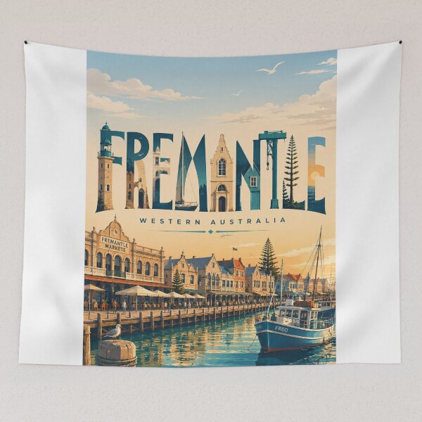 Item preview, Fremantle Western Australia Harbor with Historic Waterfront and Markets designed and sold by StampMyPassport.