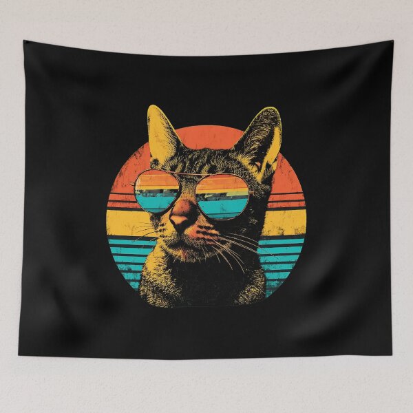 Item preview, Retro Cat Sunglasses Sunset Vintage Style designed and sold by OlyvieArt.