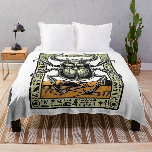 Item preview, Ancient Egyptian Horned Scarab Beetle Hieroglyph Desert Art designed and sold by Romgora.