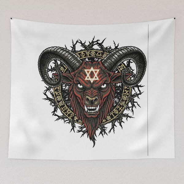 Item preview, Horned Demonic Goat Head Mystical Symbols designed and sold by Romgora.