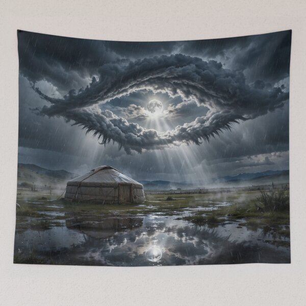 Item preview, Eye Of The Storm Moon Over Mongolian Ger designed and sold by ChinzorigBAY.