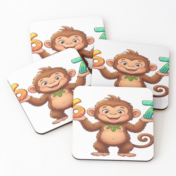 Item preview, Cute Monkey Holding Decorative Numbers 6 and 7 designed and sold by Solomon-Ent-144.