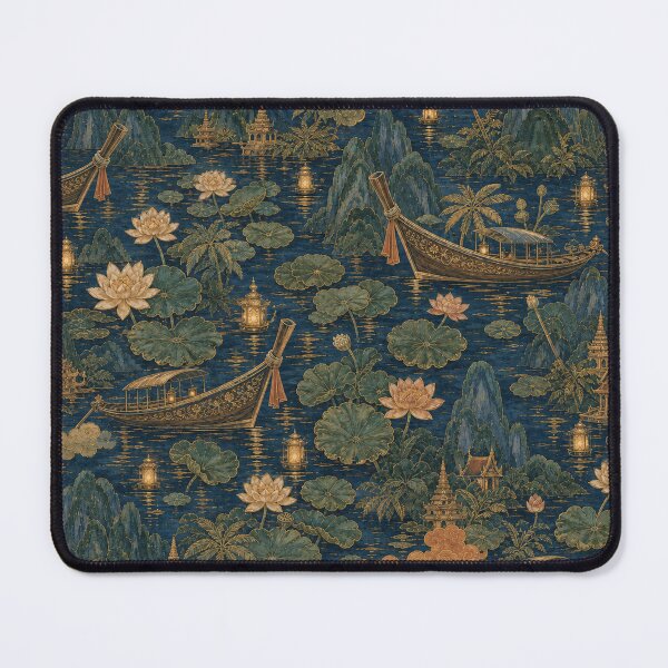 Item preview, Thai River Lotus Seamless Pattern designed and sold by Thanat Pattern Studio.