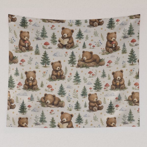 Item preview, Whimsical Teddy Woodland Seamless Pattern designed and sold by Thanat Pattern Studio.