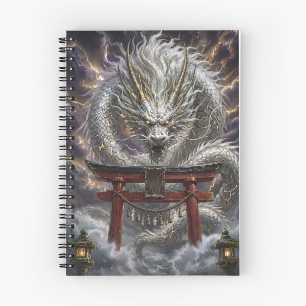 Item preview, Celestial White Dragon Behind Japanese Torii Gate – Storm Fantasy Art designed and sold by LOVEARTDESIGN.