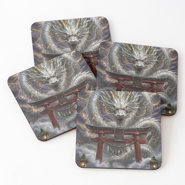 Item preview, Celestial White Dragon Behind Japanese Torii Gate – Storm Fantasy Art designed and sold by LOVEARTDESIGN.
