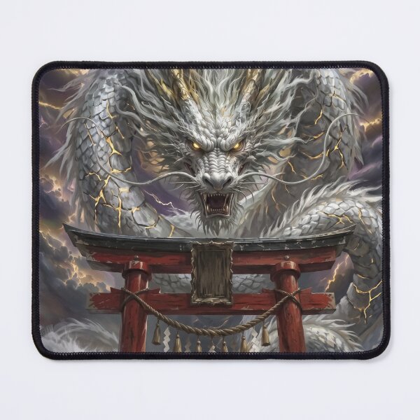 Item preview, Celestial White Dragon Behind Japanese Torii Gate – Storm Fantasy Art designed and sold by LOVEARTDESIGN.