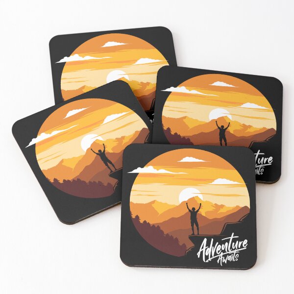 Item preview, Adventure Awaits Mountain Hiking Sunset Outdoor designed and sold by heedooppod.