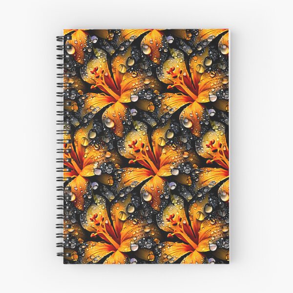 Item preview, Orange Lily Floral Pattern with Water Drops – Vibrant Botanical Art Print designed and sold by Kaleidoscope Print.