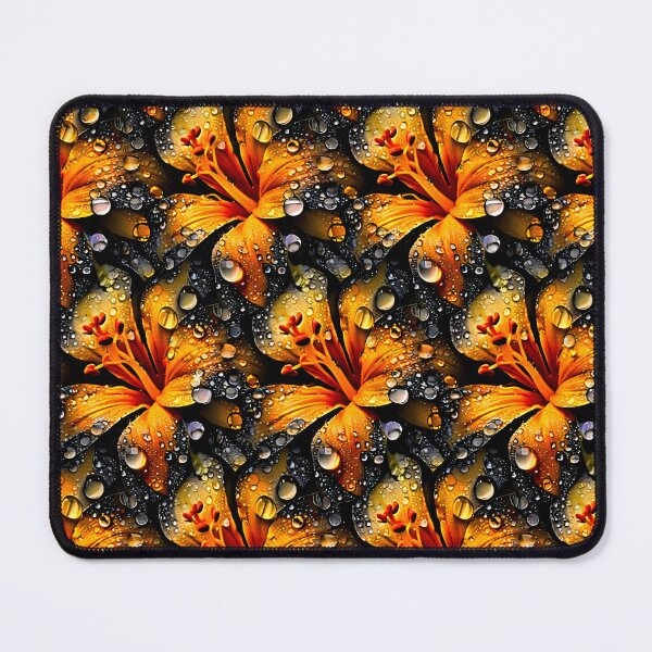Item preview, Orange Lily Floral Pattern with Water Drops – Vibrant Botanical Art Print designed and sold by Kaleidoscope Print.