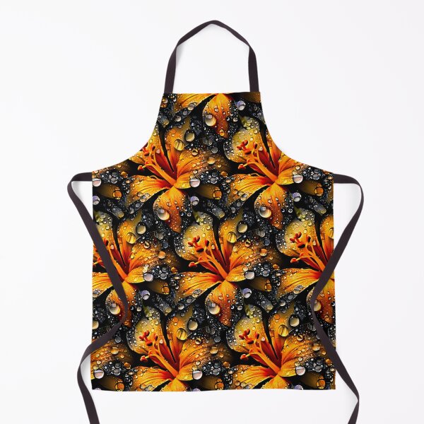 Item preview, Orange Lily Floral Pattern with Water Drops – Vibrant Botanical Art Print designed and sold by Kaleidoscope Print.
