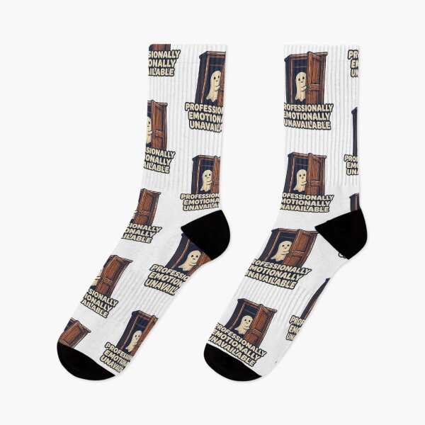 Item preview, Professionally Emotionally Unavailable Cute Ghost Retro Burnout Quote designed and sold by raedattia.