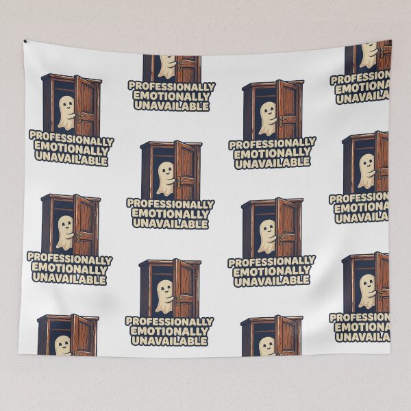 Item preview, Professionally Emotionally Unavailable Cute Ghost Retro Burnout Quote designed and sold by raedattia.
