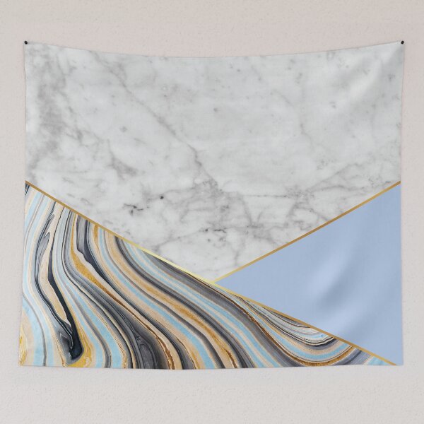 Item preview, Geometric White Marble - Blue Marble & Light Blue #368 designed and sold by Natural Collective.