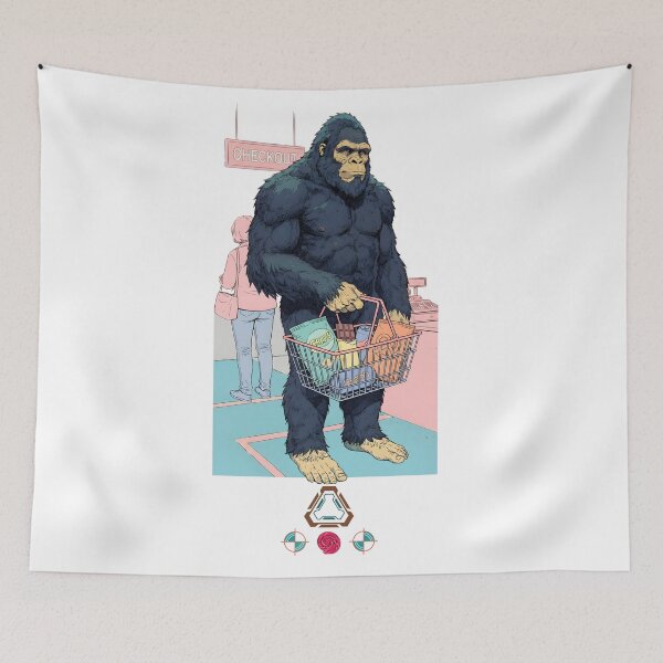 Item preview, Bigfoot Doing Grocery Shopping - Funny Sasquatch with Shopping Basket designed and sold by Whimsy Trail Co.