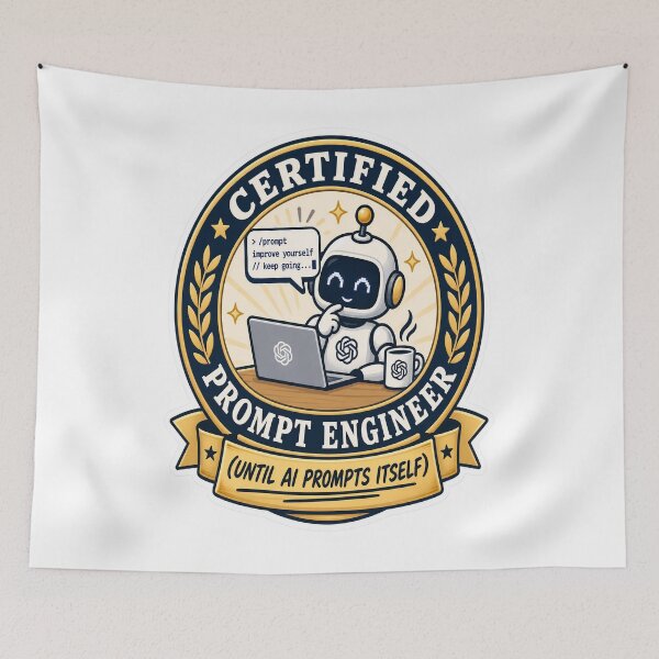 Item preview, Certified Prompt Engineer AI Humor Badge designed and sold by JMDG Studio.