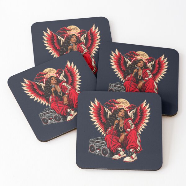 Item preview, Black Girl Magic Angel – Hip Hop Wings Under the Golden Moon designed and sold by KungPowUnicorn.